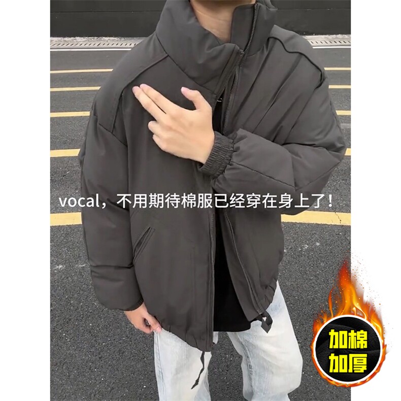 现货美式高街休闲棉衣夹克三防立领纯色户外工装加厚棉服外套,男装夹克,电商A486