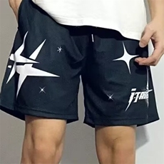 夏季日系纯色基础速干防泼休闲短裤男女廓形宽松运动五分沙滩裤，男装牛仔裤，四季星座505