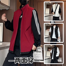 MJ156/P55秋装满天星马甲两面穿男宽松情侣百搭两面服背心外套，男装背心/马甲，电商基地A050