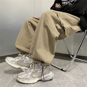 潮牌宽松直筒休闲长裤美式机能高街阔腿裤工装裤男K07142-P45图片