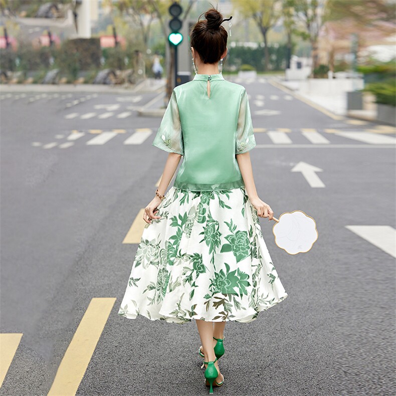 现货2024夏季新款优雅时尚潮流套装/套裙短袖夏季中长款气质,女装连衣裙,然然