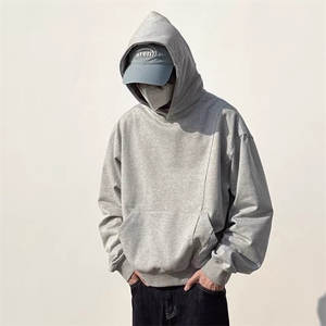 抖音得物高品质二开美式高街重磅结构辑明线纹理连帽卫衣外套W109,170女生卫衣穿搭图片