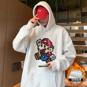 CM107加绒P65新品重磅纯棉连帽卫衣秋冬外套卡通印花帽衫图片