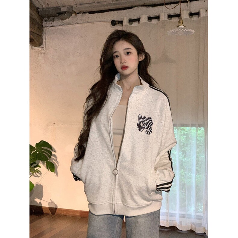 EE128-P70 卫衣男女情侣装薄款2024宽松拉链开衫外套连帽韩版上衣图片