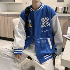 2023春秋季毛呢夹克棒球服男韩版字母潮流新款上衣外套W2071-P68，男装夹克，星座412-3