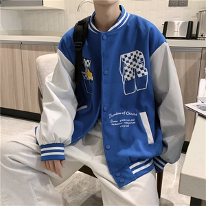 2023春秋季毛呢夹克棒球服男韩版字母潮流新款上衣外套W2071-P68图片
