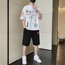 新款夏季潮流时尚T恤男装吸汗透气青少年宽松休闲套装F310P58，男装休闲套装，电商A086