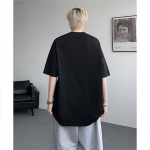 T10129-特批30 控58 曼巴棉撞色拼接短袖大码T恤夏季薄款垂感短袖图片