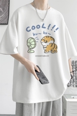 情侣装t恤短袖男生夏季简约印花潮牌大码宽松圆领青少年中袖衣服，男装T恤，电商B316