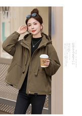 现货！现货！加绒保暖派克服外套女2025冬季新款宽松休闲连帽棉服，女装棉衣/棉服，以桐