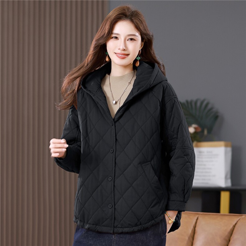 叶笙衣82545戴帽萎形宽松休闲棉衣,女装棉衣/棉服,叶笙衣