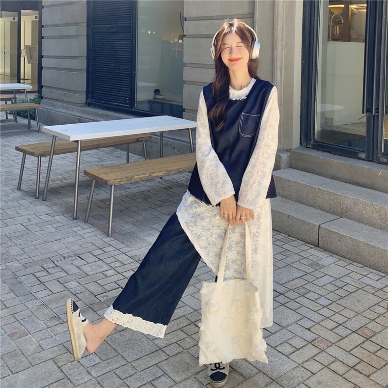 秋装新款！大量！马甲蕾丝三件套2C133-8963-P195-K268,女装套装/套裙,2C133