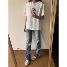 美式高街垂感微喇牛仔裤男直筒显瘦vibe长裤子潮牌N8222，男装牛仔裤，星座208-5
