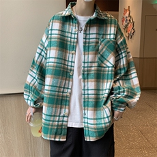 A720-P40秋季新款长袖格子衬衫男士潮流宽松休闲衬衣外套，男装衬衫，星座512-6