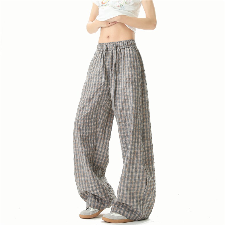 【现货】A800-特批45-控78 薄款泡泡格面料休闲裤 男女款格子裤图片