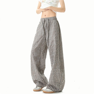 【现货】A800-特批45-控78 薄款泡泡格面料休闲裤 男女款格子裤图片