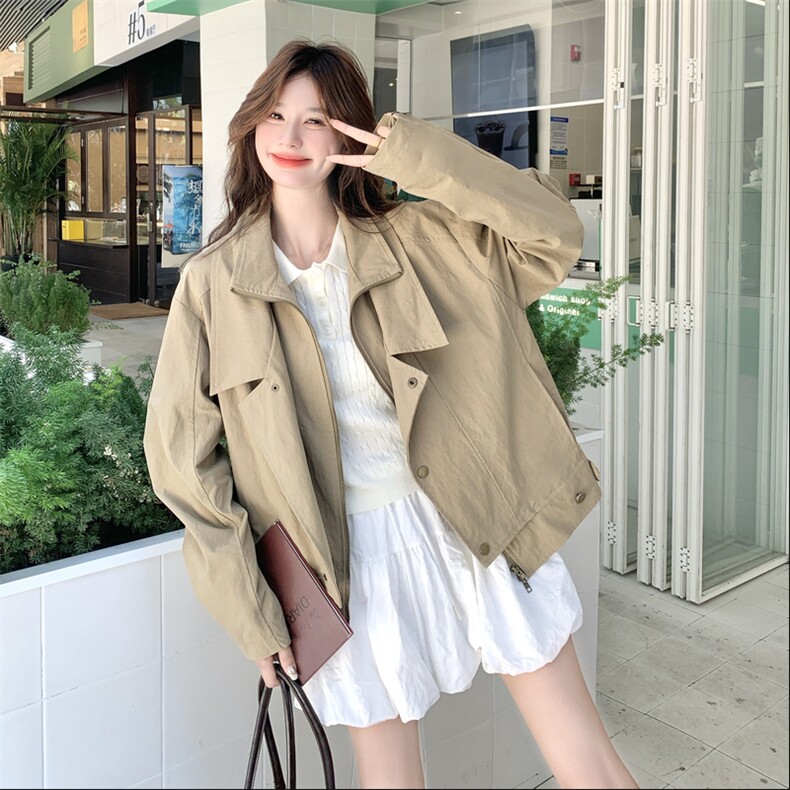 【新品】设计感翻领假两件风衣外套2C105-Q506-P160-K228,女装短外套,2C105