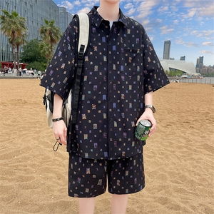 夏季海边沙滩男女同款休闲套装潮牌宽松大码XZ102B-1-TZ2567P55图片