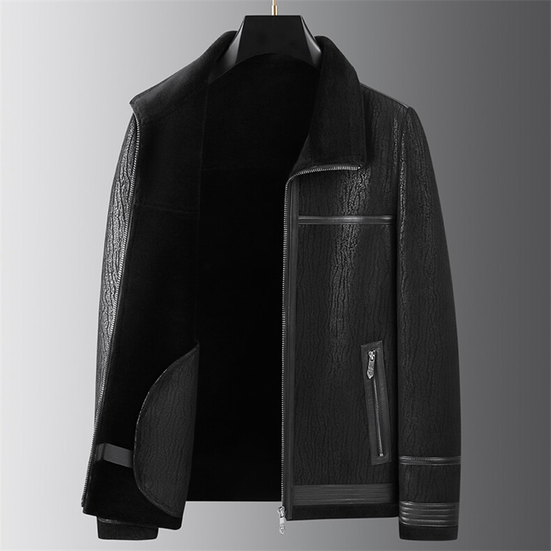 968071冬季新款海宁皮衣男皮毛一体皮夹克商务男装P780图片