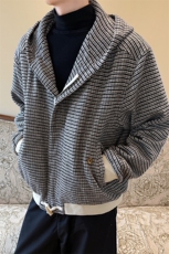 千鸟格呢子夹克男宽松百搭牛角扣休闲连帽外套XZ514-2-4234-P108，男装夹克，星座514-2(原B239)