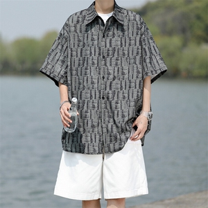 8XL-M花衬衫男款短袖夏季冰丝薄款花衬衣大码寸衫外套DC28013P38图片