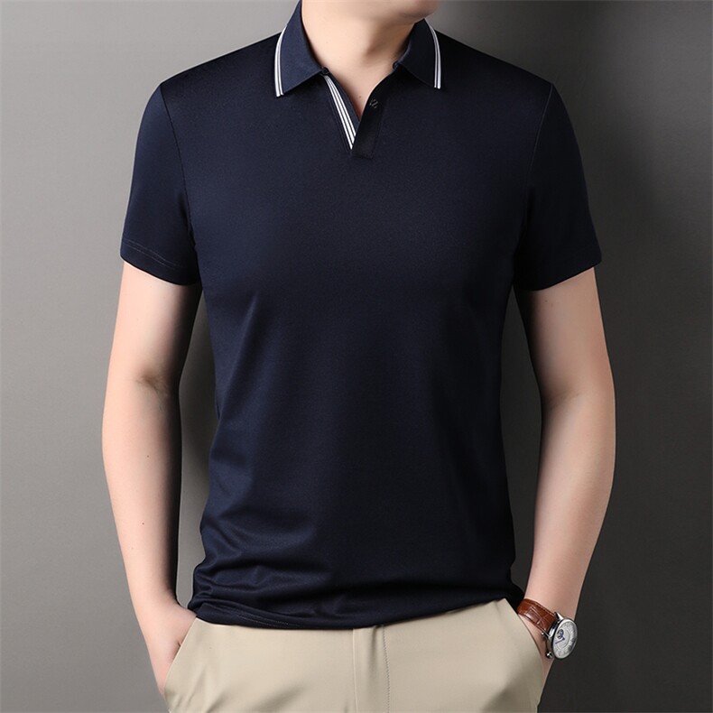 2024新款夏季薄款棉质短袖冰丝透气T恤翻领Polo衫HPLZ887-P60,男装Polo衫,星座1105-3