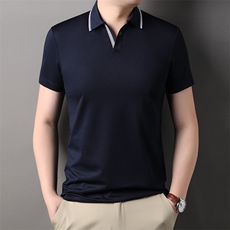 2024新款夏季薄款棉质短袖冰丝透气T恤翻领Polo衫HPLZ887-P60，男装Polo衫，星座1105-3