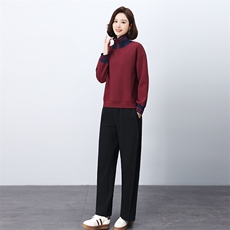 长期有大货套装女2026春装新款半拉链阔腿裤穿搭一整套妈妈两件套，女装运动套装，璐依舞