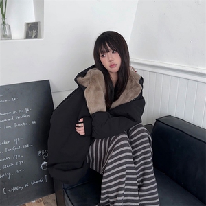 两面穿现货重磅短款座山雕棉衣男女双面穿毛毛绒棉服加厚外套图片
