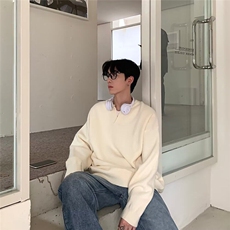 【有货】DMY80-P68新款小V领套头毛衣男秋季韩版宽松慵懒风针织，男装针织衫/毛衣，星座603-2