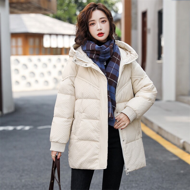 羽绒服女2024冬装新款女装韩版时尚中长款白鸭绒保暖外套,女装羽绒服,天丽