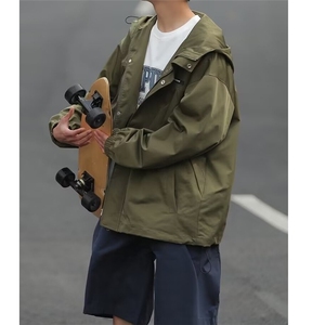 标准日系工装连帽夹克防风防水冲锋衣常规款长袖立领青少年潮秋季图片