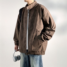 复古立领皮衣外套男士春季2025新款休闲夹克上衣A406JK6001P75，男装皮衣，星座309（原A406）