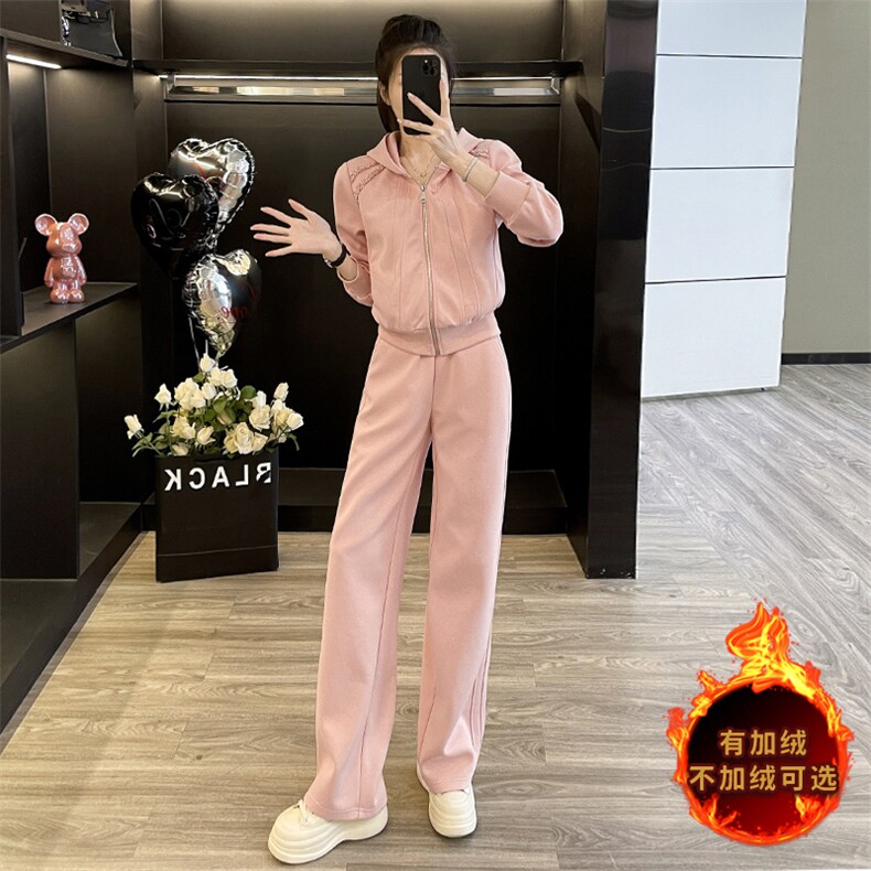 韩版秋冬高端短款卫衣潮流卫裤两件套,女装套装/套裙,江南