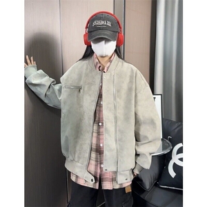 现货 抖音得物品质 网图 春秋情侣外套皮夹克灰色 JK309图片