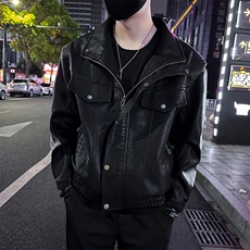 秋季新款机车立领皮衣男潮流宽松朋克PU皮夹克外套P802-P148，男装夹克，电商A368