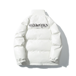 1日系白底鳄鱼纹棉衣男手塞棉夹克PU皮棉服外套男8507P120控158图片