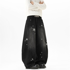 【现货】XZ1218BK9002特价P54美式复古星星印花牛仔裤，男装牛仔裤，星座1218（原611-3）