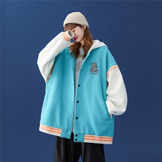 中性风2022秋季新品拼接小熊印花棒球服夹克外套--G101p75控98-，男装夹克，A247A