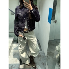 6302-P50美式辣妹多口袋微喇工装牛仔裤女2025，男装牛仔裤，电商B323A