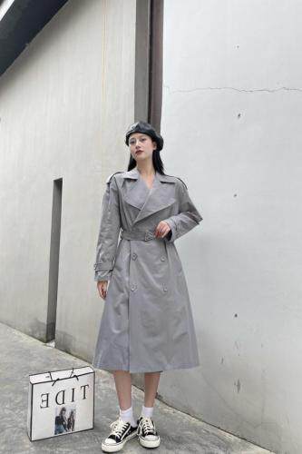 收腰长款风衣，女装风衣，谦度