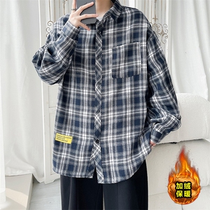 秋冬休闲潮流格子衬衫保暖加厚打底衫男C2158-特P32/C9732-特P40图片