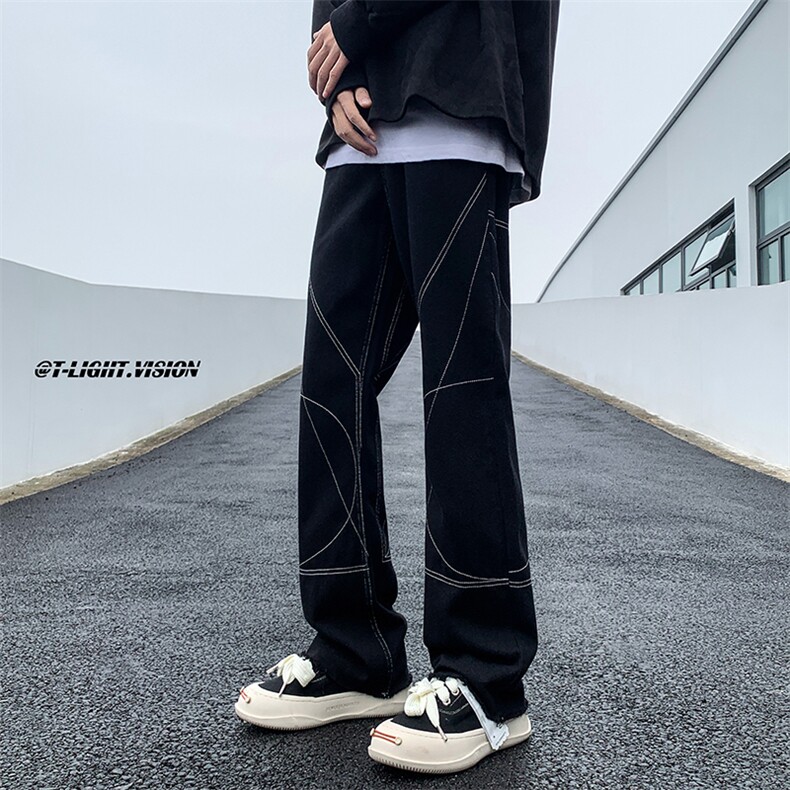 B221 美式ins高街小众百搭毛边直筒牛仔裤 LK23035-P60 控78图片