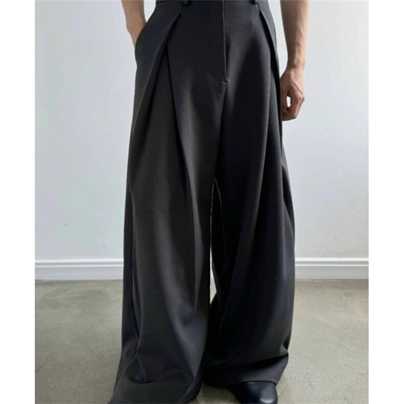古着阔腿西裤男设计感休闲垂感裤美式宽松立体褶皱西装裤X56，男装西服套装，星座1116A（原606A-3）
