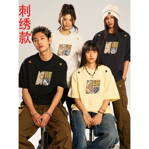 刺绣款【网图现货】美式复古花卉潮流宽松T恤8054/特P30图片