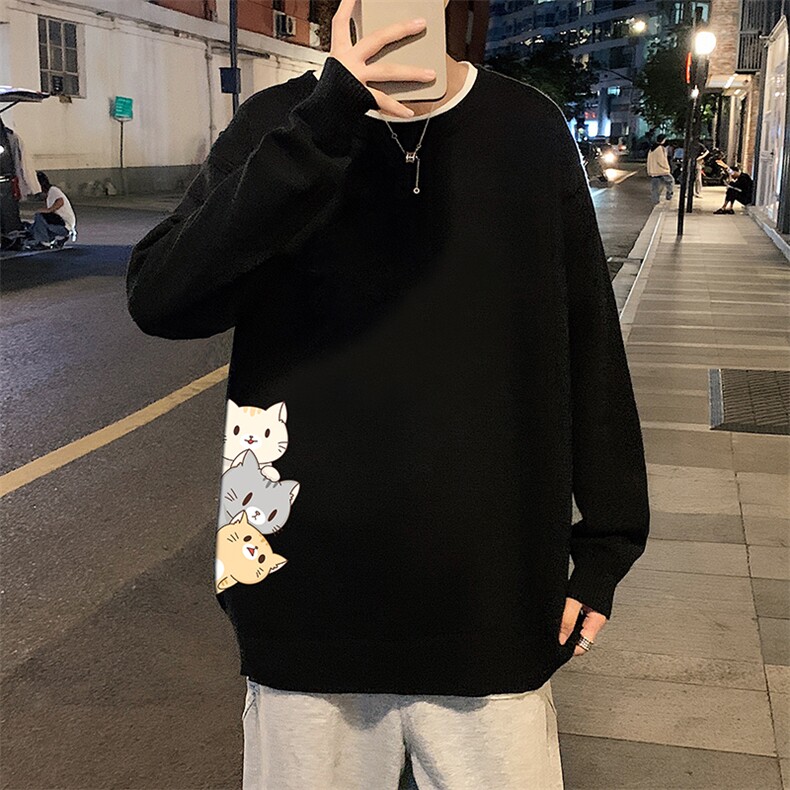 M67164-P45 加绒款-P65圆领毛衣男大码针织衫男毛线衣线衫图片