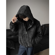 冬季连帽pu皮加绒皮棉衣座山雕男装加绒连帽棉服情侣外套S533特90，男装皮衣，电商A233-1