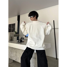 小众解构双头金属拉链设计感毛衣纯色毛绒宽松针织毛衫男B09，男装针织衫/毛衣，星座1116A（原606A-3）