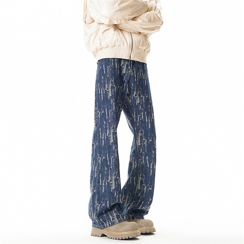 B221美式ins高街暗黑宽松直筒提花牛仔裤LK24398-特P52控88,男装牛仔裤,电商B221