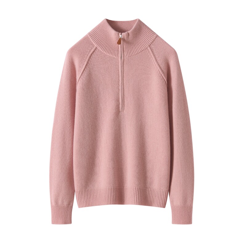 2025年秋季时尚百搭通勤简约休闲半拉链羊绒套衫，女装羊绒衫，玖雪绒羊绒